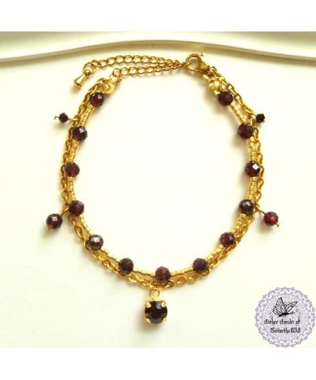 【Dear January Garnet bracelet】親愛なる薔薇柘榴石の意志ブレスレット