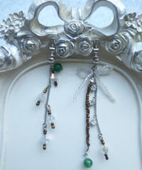 【Wind Circle Life earrings（木々を翔る風）】グリーンオニキスとクリスタルオーロラのイヤリング