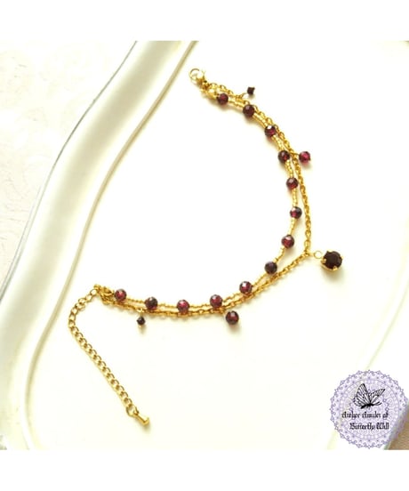 【Dear January Garnet bracelet】親愛なる薔薇柘榴石の意志ブレスレット