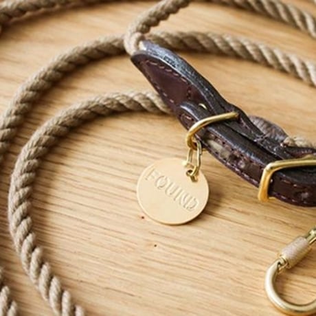 ROPE & LEATHER CAT & DOG COLLAR【DARK TAN】