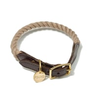 ROPE & LEATHER CAT & DOG COLLAR【DARK TAN】