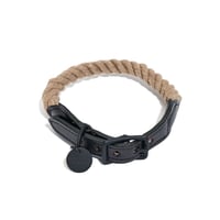 ROPE & LEATHER CAT & DOG COLLAR【 MATTE BLACK/NATURAL 】