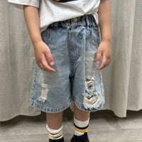damage denim half pants