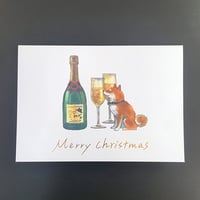 クリスマスカード・柴犬&シャンパーニュ