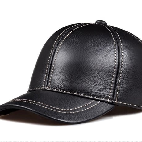 新品セレブレザー celebleather　本革レザー　牛皮　シンプルキャップ　帽子 野球帽型 ブラック　黒茶ブラウン