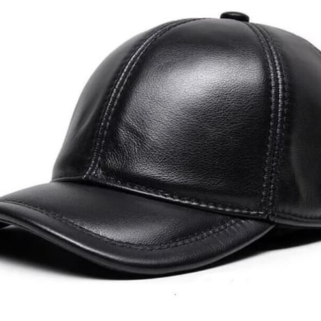 新品セレブレザー celebleather　本革レザー　牛皮カウレザー　キャップ　帽子 シンプル ブラック　黒　メンズ　レディース