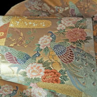 《栄彩苑》長嶋成織物　翔鳳錦　能衣色紙孔雀　未仕立て正絹袋帯(61)