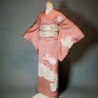 【お着物配送レンタルセット・送料保険込み】肉桂色・鈴模様花刺繍～訪問着コーディネートセット⑦～ＬW
