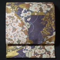 半額セール《栄彩苑》八重桜　袋帯　深紫