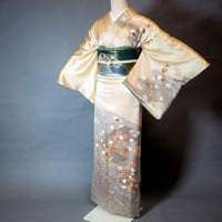 【お着物配送レンタルセット・送料保険込み】木目絞り・菊疋田～訪問着コーディネートセット⑧～Ｌ