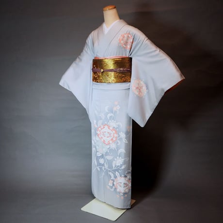 薔薇柄訪問着ホワイト 訪問着 フルセット 着物 正絹 薔薇 花 オフ