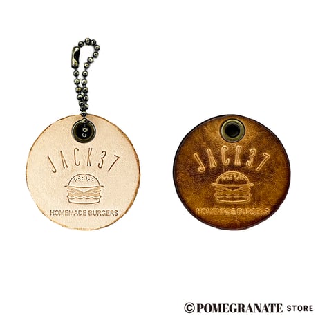 Jack37Burger OG Logo Leather Keychain (Butter Cookie)