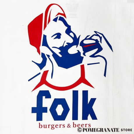 folk burgers & beers  "KUTFOLKERS Tee" White Tricolore