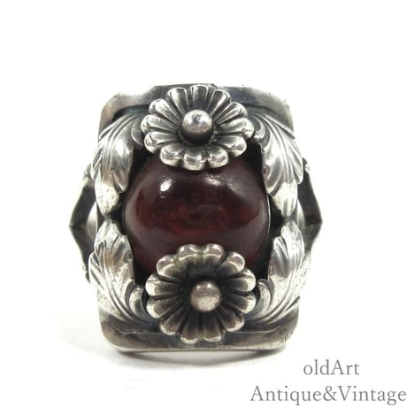 12号シルバー925指輪◇シンセティックサファイア北欧ヴィンテージ