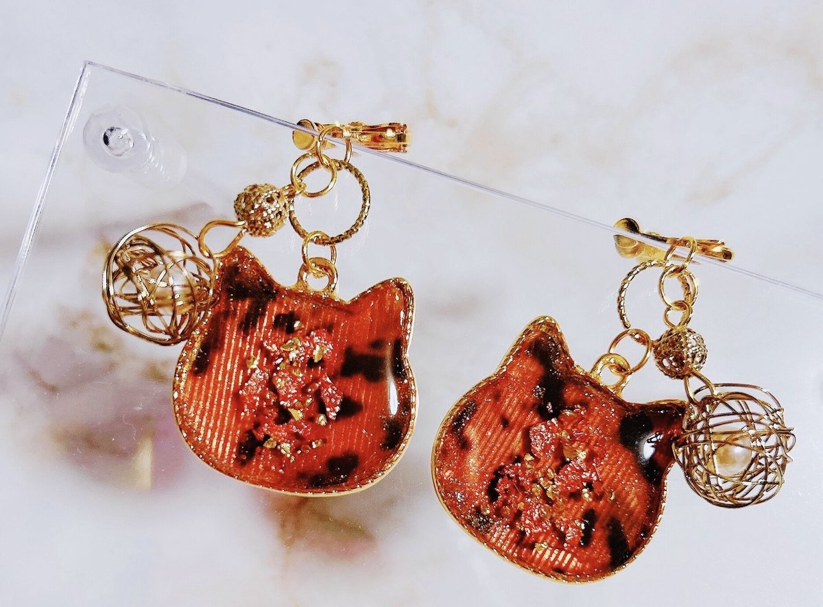三毛猫】～べっこう柄イヤリング～ | Riyu handmade's STORE