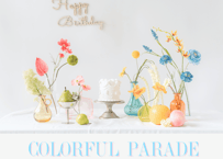 レンタルおうちスタジオ【カラフルパレード】ハーフバースデーファーストバースデー　2歳誕生日　クラウン　タペストリー