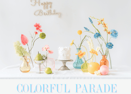 レンタルおうちスタジオ【カラフルパレード】ハーフバースデーファーストバースデー　2歳誕生日　クラウン　タペストリー