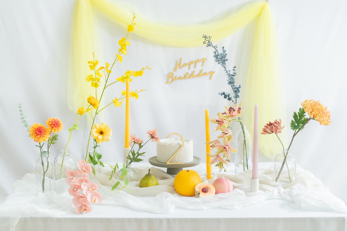 お家スタジオ　アーティフィシャルフラワー　造花　ハーフバースデー ピンク＊おうちスタジオ レンタル セット 誕生日 ハーフバースデー