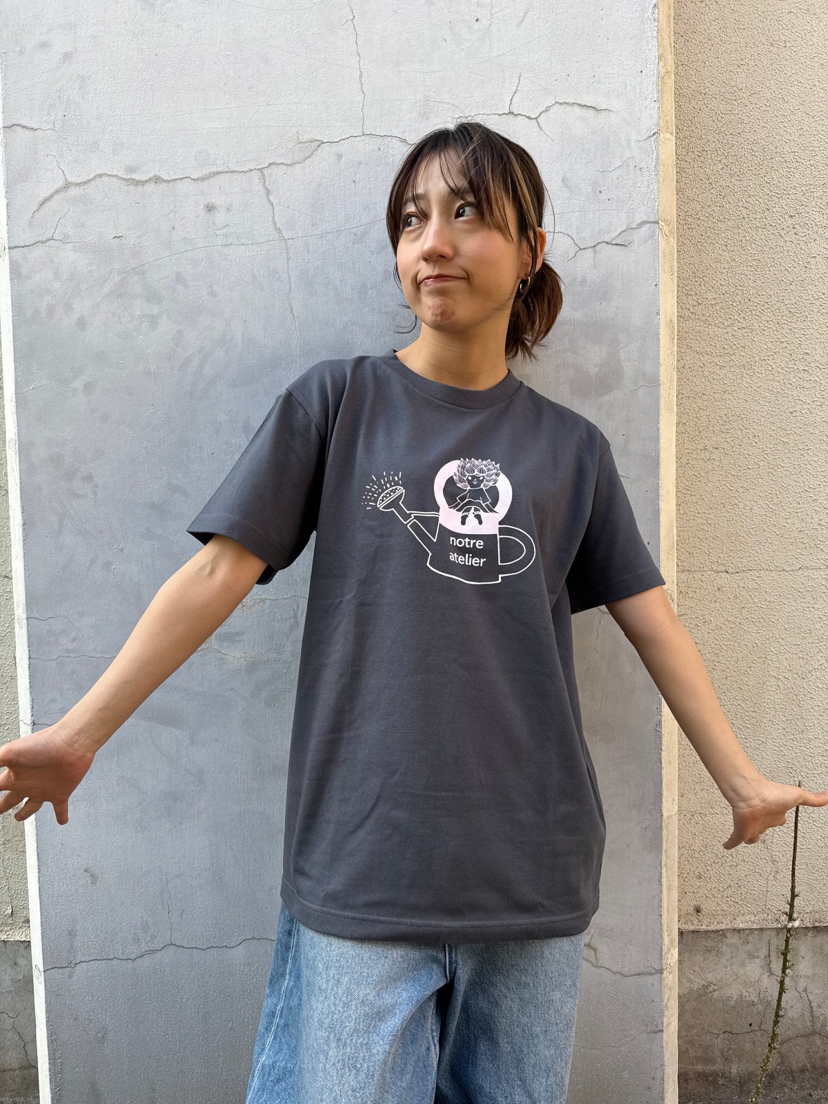 やきものHACCHIさんコラボTシャツ⑤/デニム×パステルピンク | notre