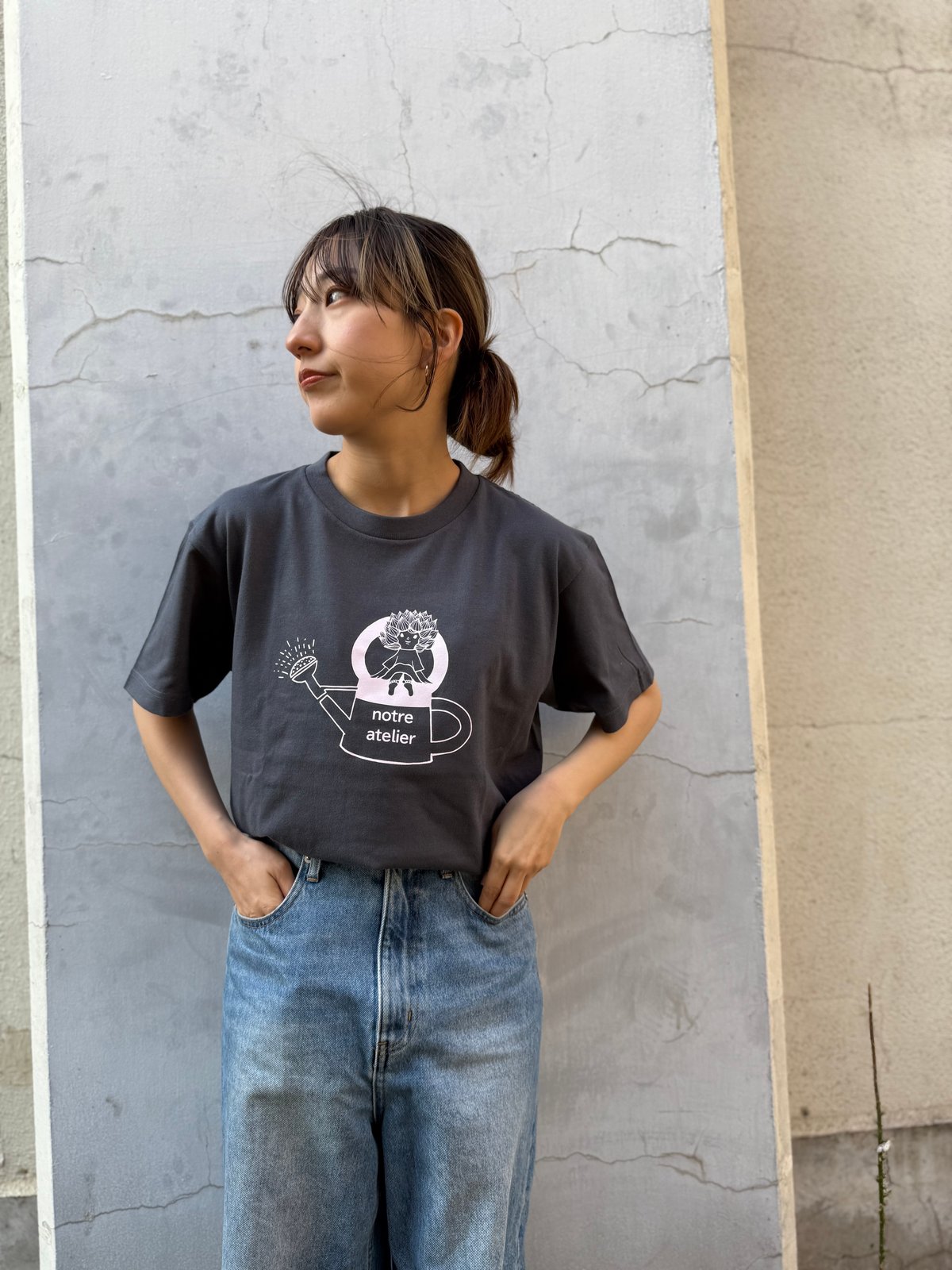 やきものHACCHIさんコラボTシャツ⑤/デニム×パステルピンク | notre