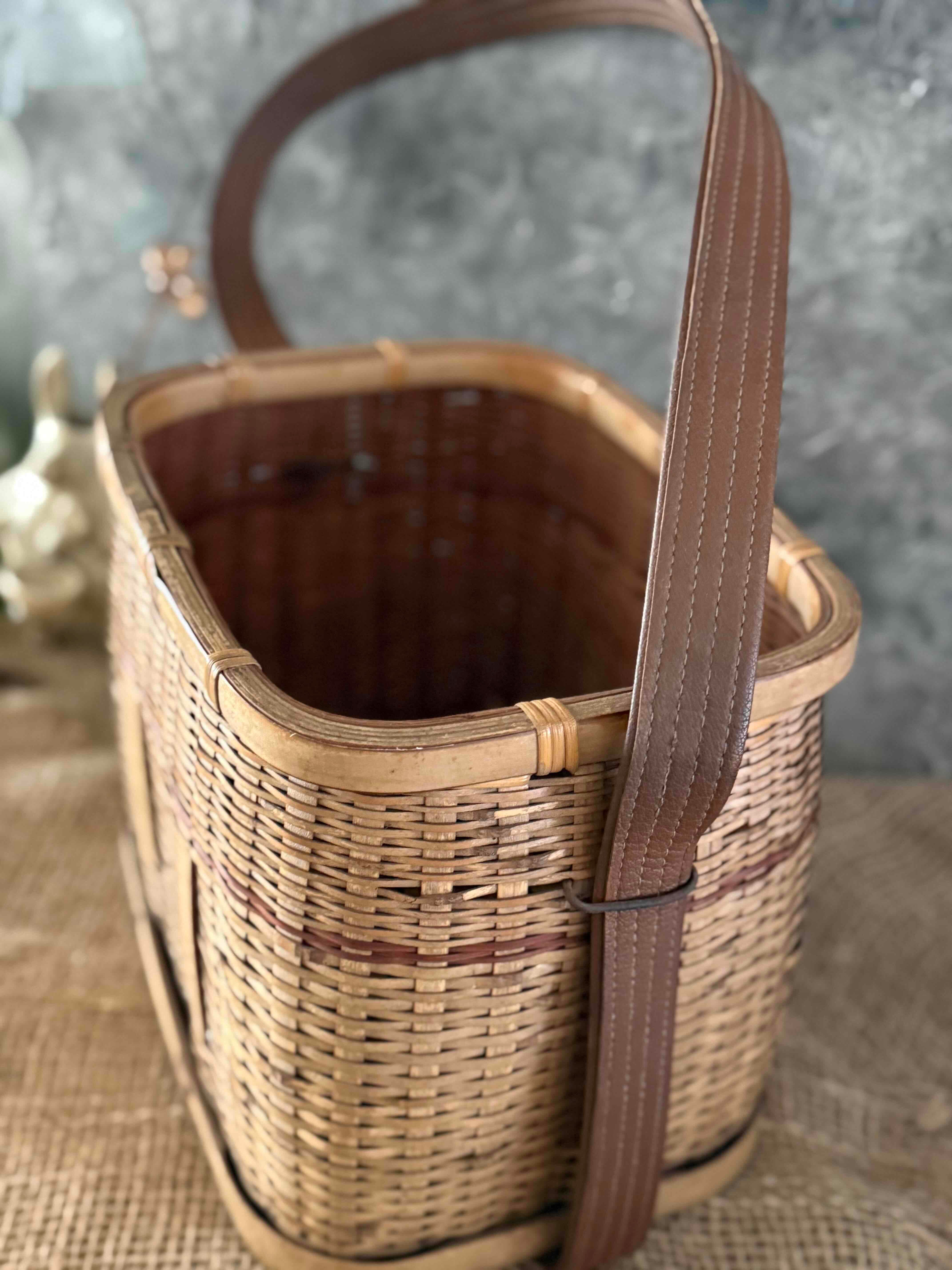 レトロアンティークバスケットカゴ年代物工芸品 original