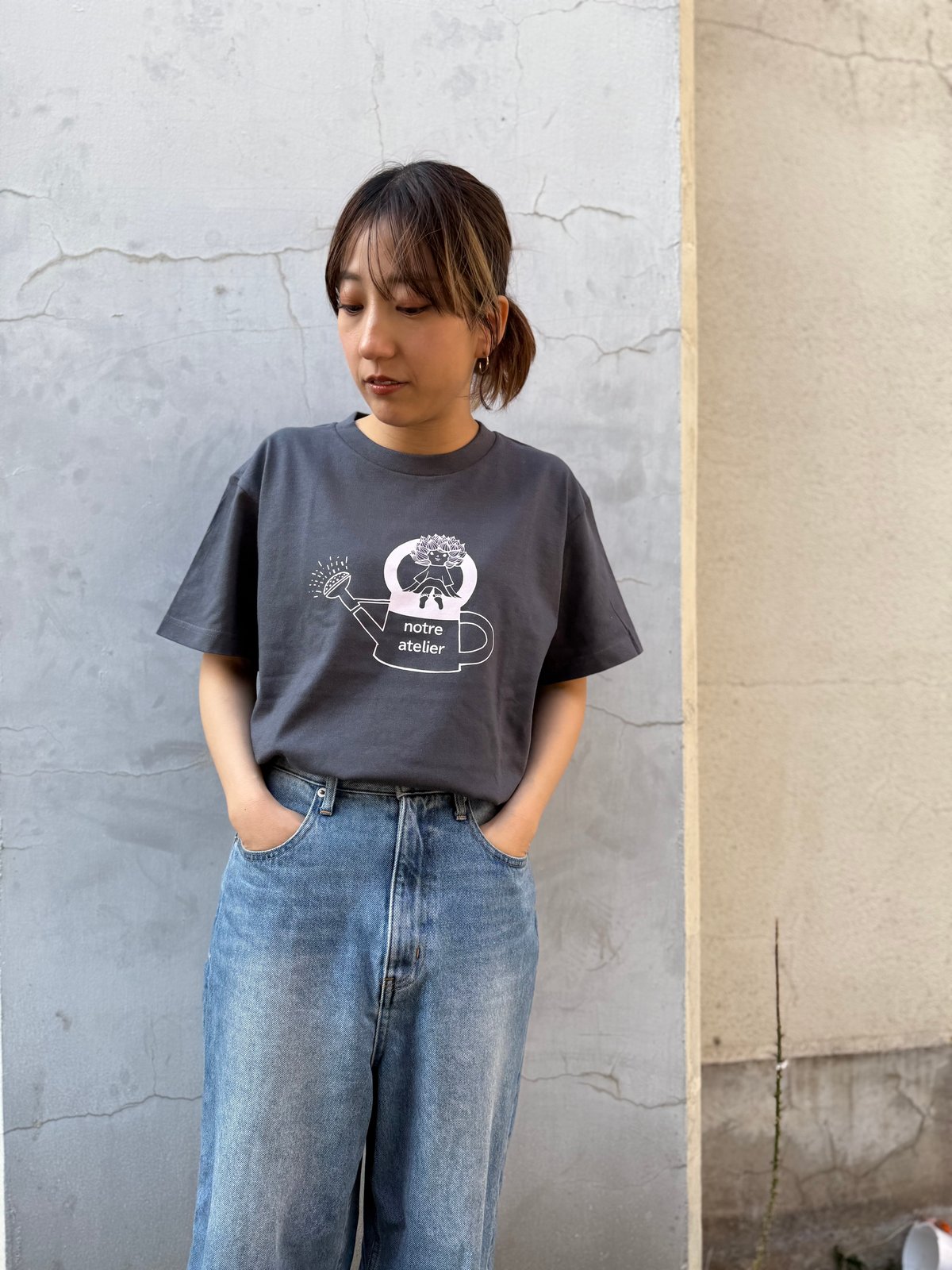 やきものHACCHIさんコラボTシャツ⑤/デニム×パステルピンク | notre