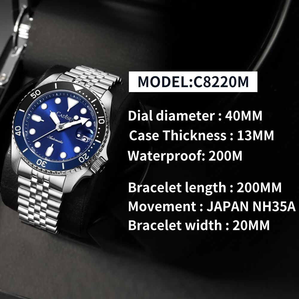 CADISEN メンズ 自動巻き腕時計 日本製ムーブメント カディセン C8220M