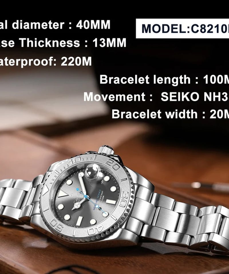 CADISEN メンズ 自動巻き腕時計 日本製ムーブメント カディセン