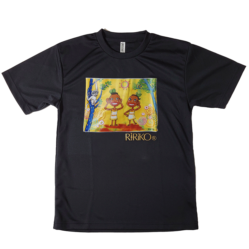 45Rの Tシャツ　おさるさんの絵柄可愛いです。 お姫様とサル Tシャツ（黒色） | リリコイラストSHOP