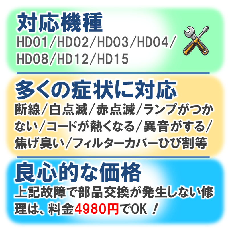 ダイソンドライヤー修理メンテナンス HD01・HD02・HD03・HD04・HD08