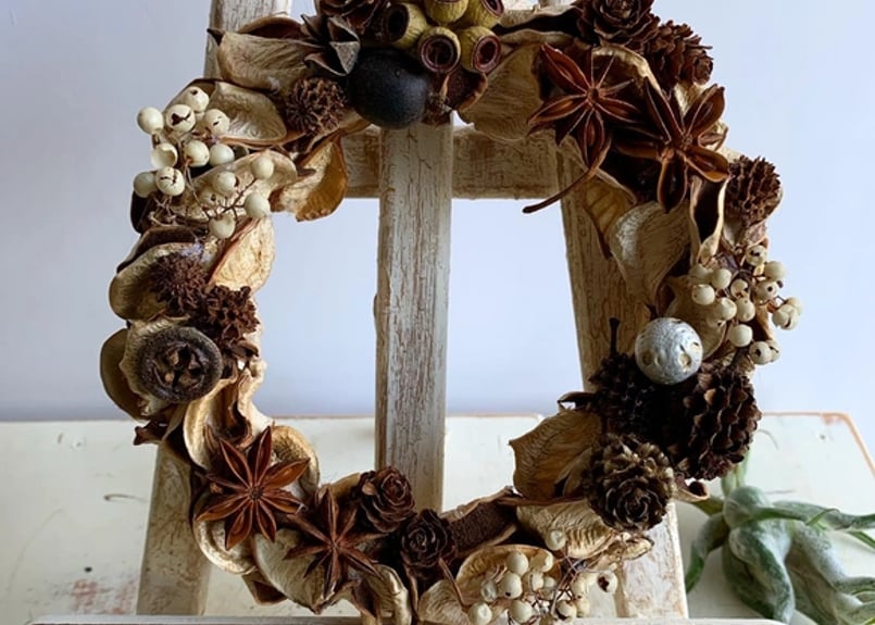 ドライフラワー「雑貨に似合う」コットンフラワー殻&木の実シンプル