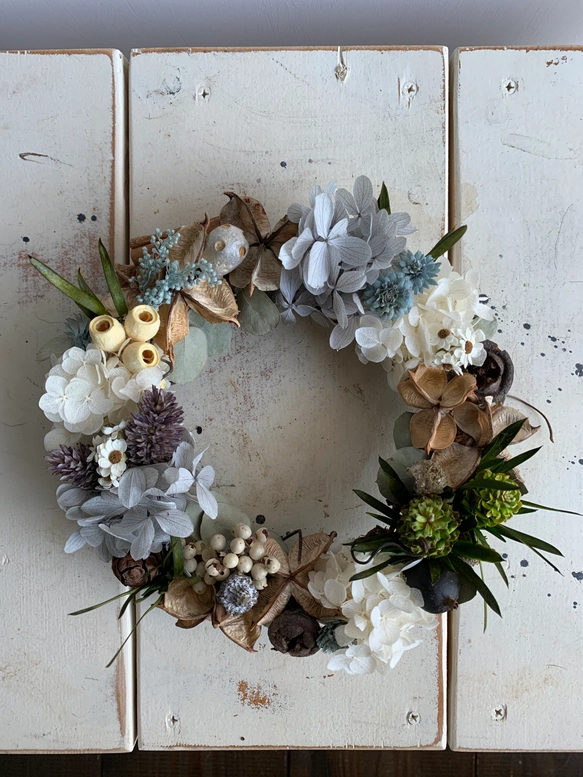 雑貨屋さんのアナベルリース　ドライフラワーリース 雑貨屋さんのアナベルリース ドライフラワーリースの通販 by の