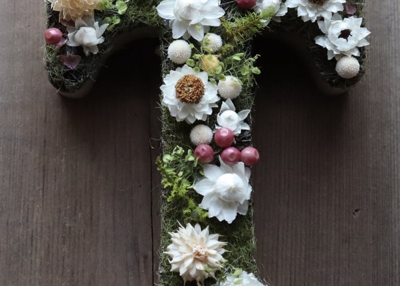 オーダー品）どうぶつの森＆ドライフラワーイニシャルオブジェ