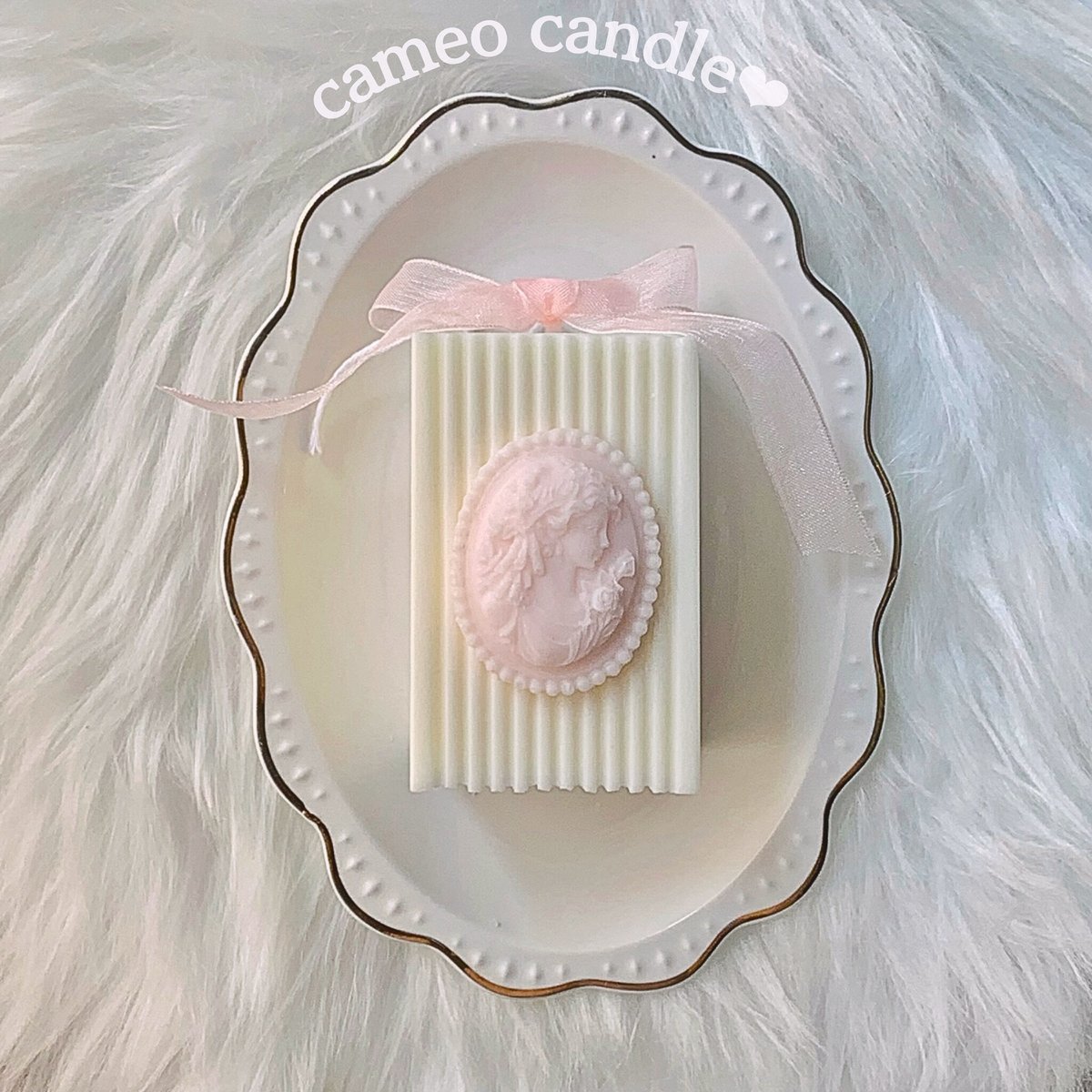 新品 ヴィラリ 希少 ケーキキャンドル キャンドル ピンク リボン ★ カメオキャンドル リボン付き | usyagi candle