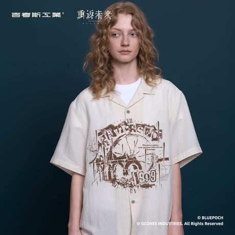 【重返未来1999】吉考斯工業 コラボ 雨与紡線 プリント 半袖 シャツ 289元