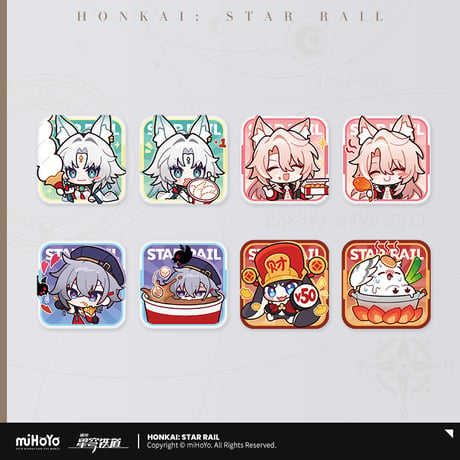 【崩スタ公式店】美味斉享 ちびキャラ 角形 缶バッジ 15元 （予約200日以内発送）