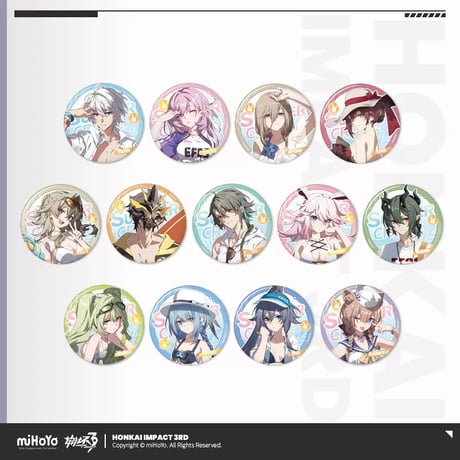 【崩壊3rd公式店】悠遊夏日 十三英傑 缶バッジ 15元