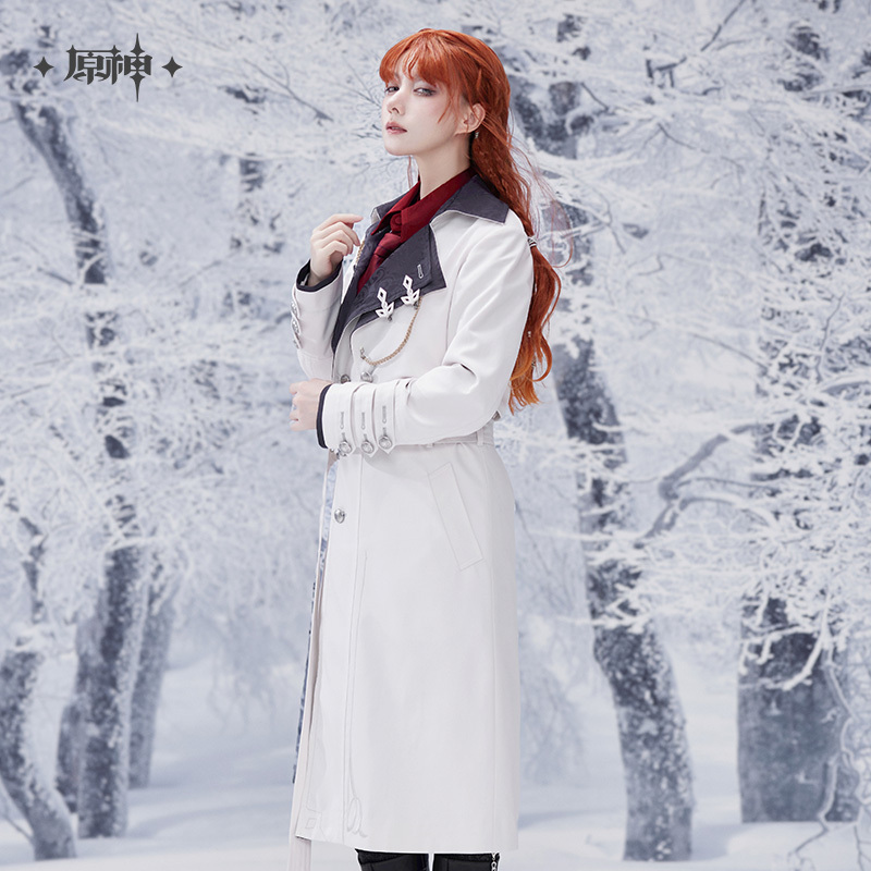 【25日まで】原神　霜痕与权焰　執行官ロングコート＋胸針セット　公式正規品 原神 miHoYo 霜痕与権焰シリーズ ファデュイ執行官 ブローチ付き