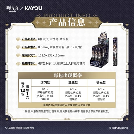 【明日方舟】蛍光叙夢 中性ペン ランダム 10元 （予約10中発送）