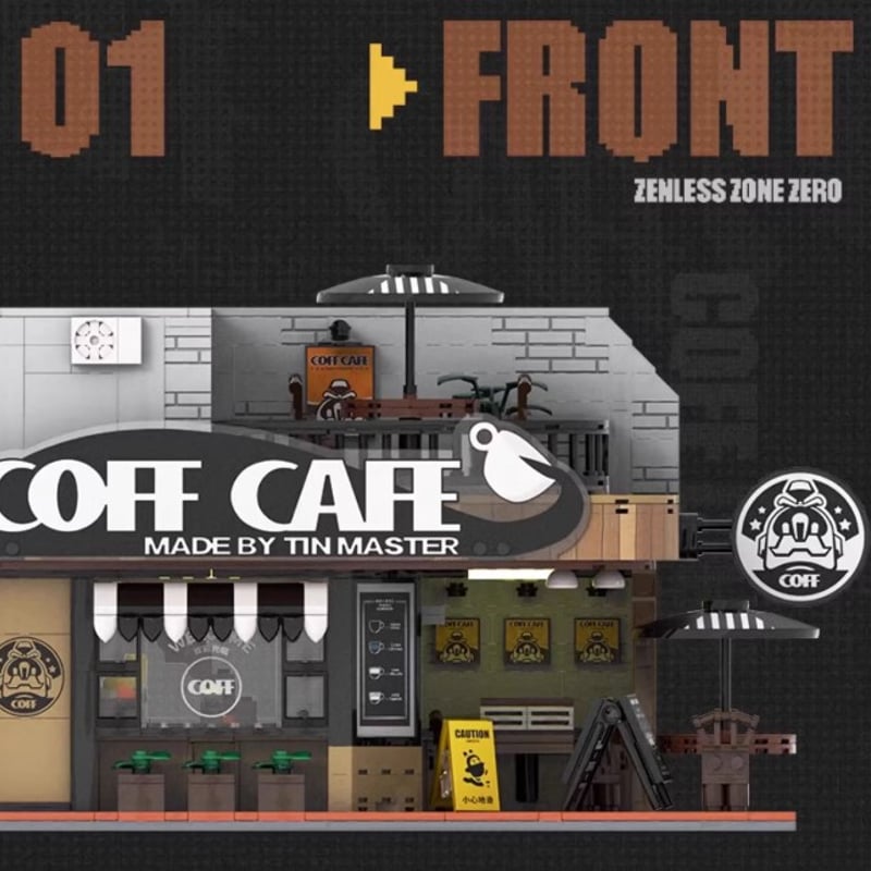 ゼンゼロ　六分街シリーズ　組み立て式ブロック　COFF CAFE & 街道セット ゼンゼロ公式店】六分街 ジオラマ 組み立てブロック キット 299