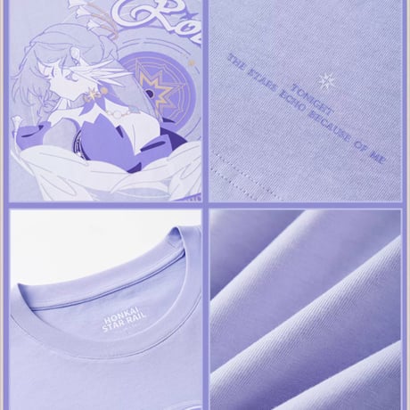 【崩スタ公式店】ロビン Tシャツ ラベンダー 普通丈 129元 （予約11下発送）