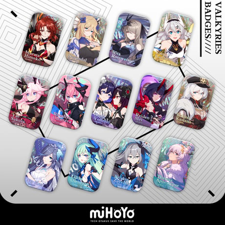 【崩壊3rd公式店】 戦乙女 スクエア 缶バッジ 単品 15元 （予約200日以内発送）