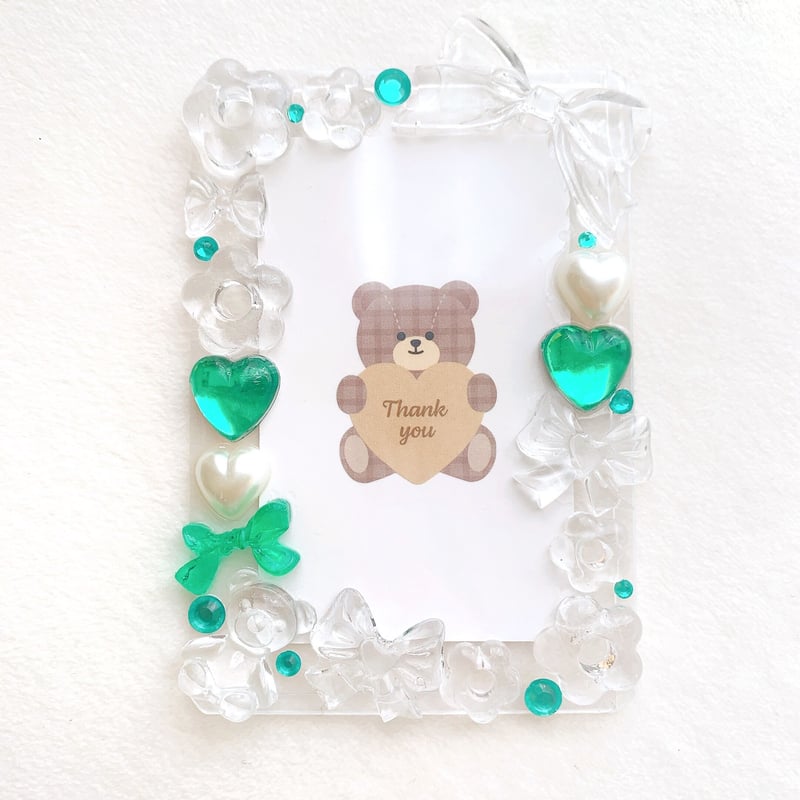 B8サイズ】デコ 硬質ケース レジン クリア グリーン(穴なしタイプ