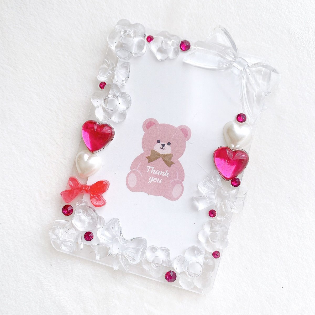 B8サイズ】デコ 硬質ケース レジン クリア ピンク(穴なしタイプ