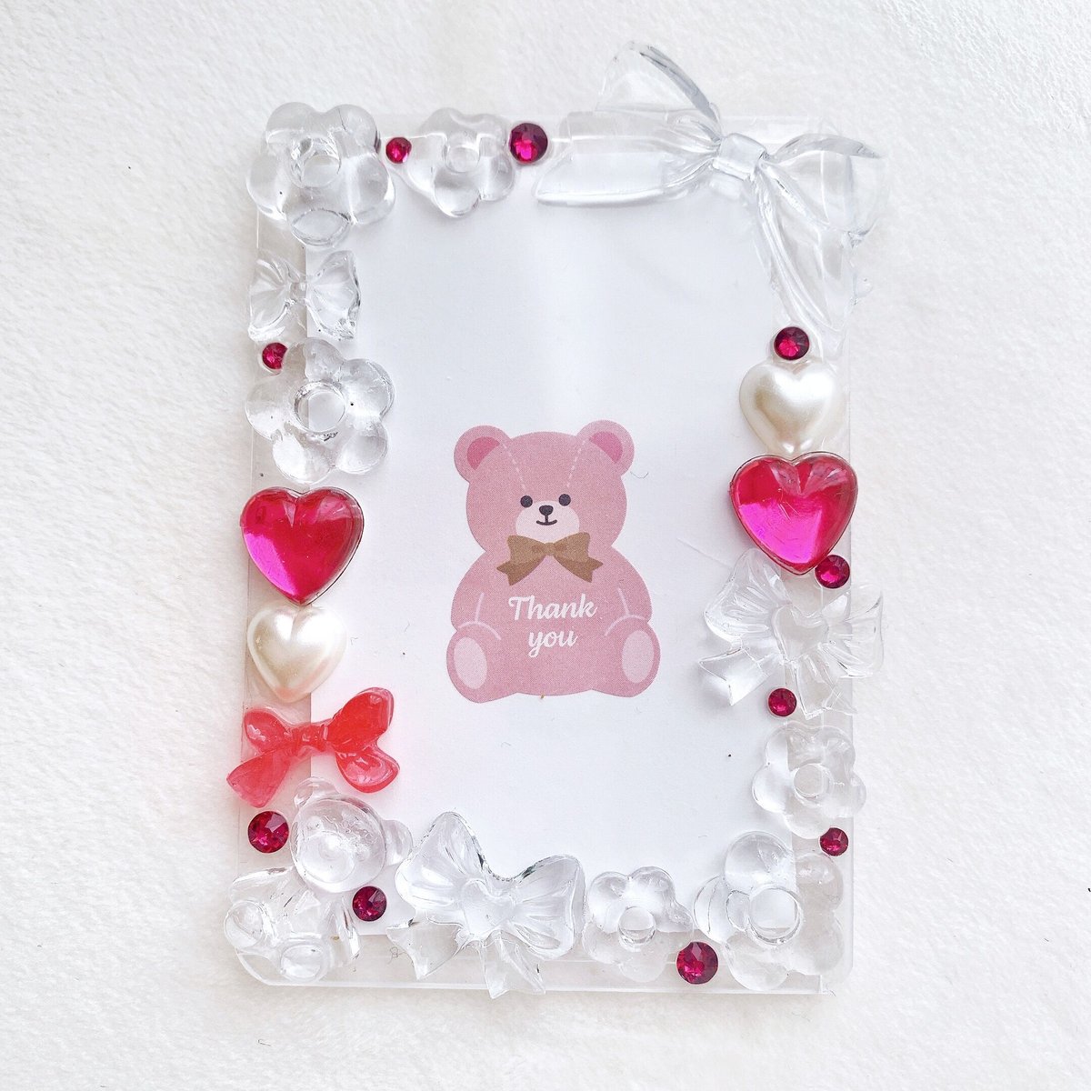 B8サイズ】デコ 硬質ケース レジン クリア ピンク(穴なしタイプ