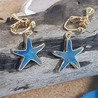 イヤリング　ヒトデミニ    アクア