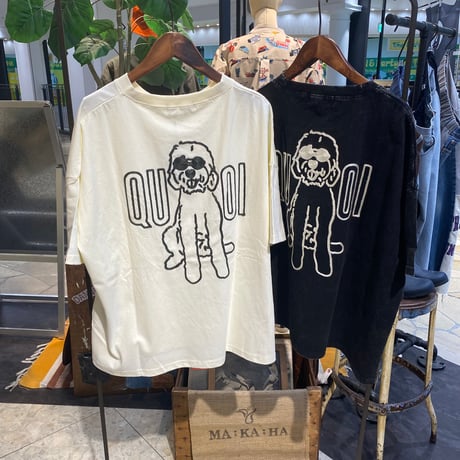 【139】天竺ビンテージ加工DOG刺繍クルーTee