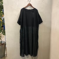 【142】ストライプパッチワーク切替ワンピース