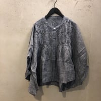 【191】胸元変形ウェーブピンタック比翼プルオーバー