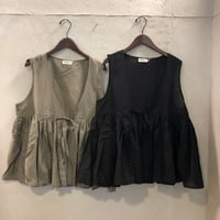 【160】リボンキャミベストコットン混キャッチワッシャー